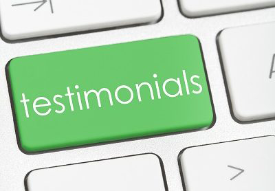 Testimonials button on a keyboard