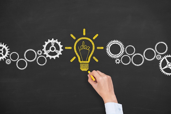 Idea Conceptual Drawing on Blackboard