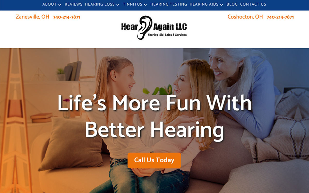 Screenshot of Hear Again website