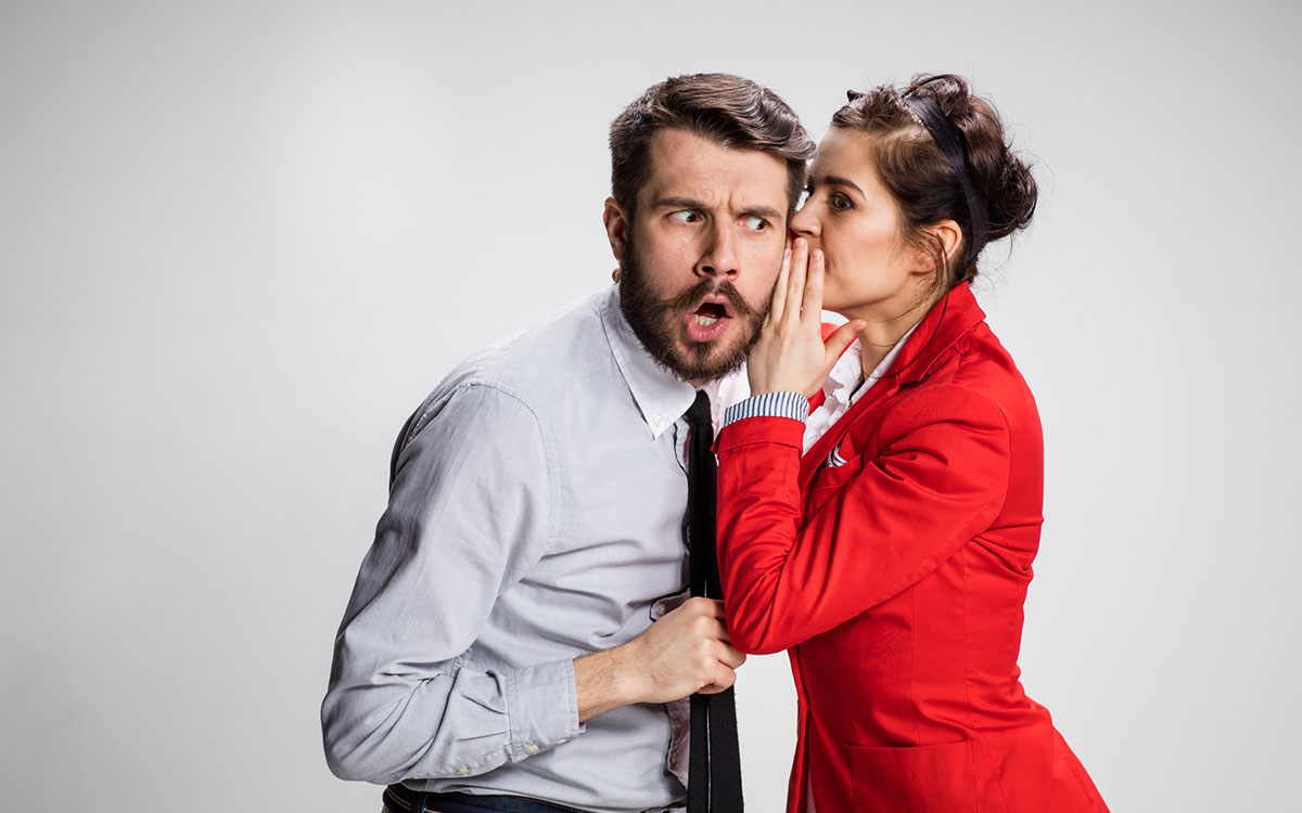 Medical Marketing 3 Bid Myth | Woman whispering to a man .